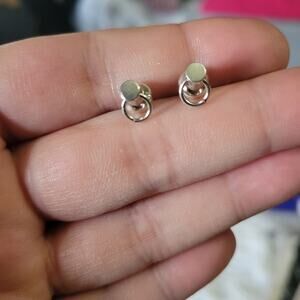 Men's industrial rivet stud silver tone earrings